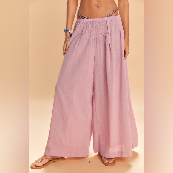 Free-est by Free People Rising Sun Wide-Leg Pants ~ Dawn Mauve - Picture 3 of 11
